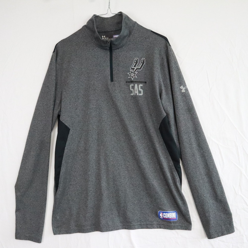 San Antonio Spurs 1/4 Zip Pullover Mens Medium Under Armour NBA Combine Fitted